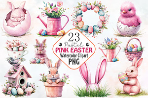 Pastel Pink Easter Watercolor Png, an Illustration by RobertsArt
