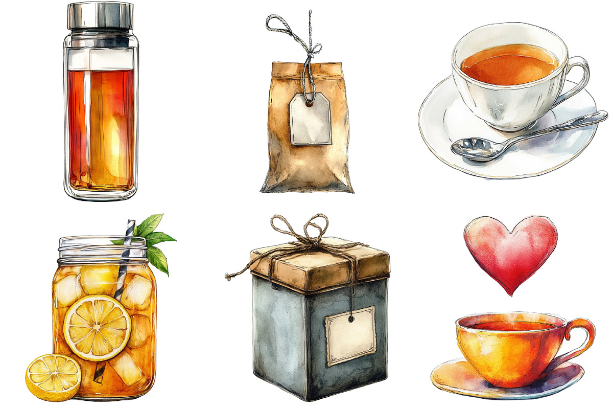 Watercolor Tea Clipart, an Illustration by Daily.Designs (Photo 2 of 5)