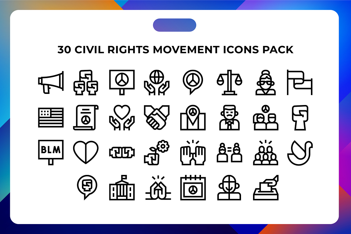 30 Civil Rights Movement Icons Pack, an Icon by Wencory