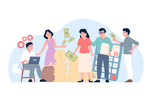 Incoming money. Creative man and, a Person Illustration by LadadikArt
