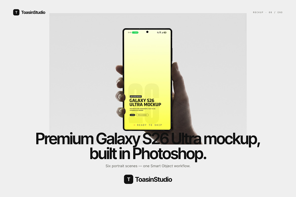 Hand Held Galaxy S26 Ultra Mockup, an Android Mockup by Toasin Studio (Photo 8 of 8)