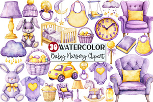 Yellow Light Lilac Baby Nursery Clip, an Illustration by Rose Art