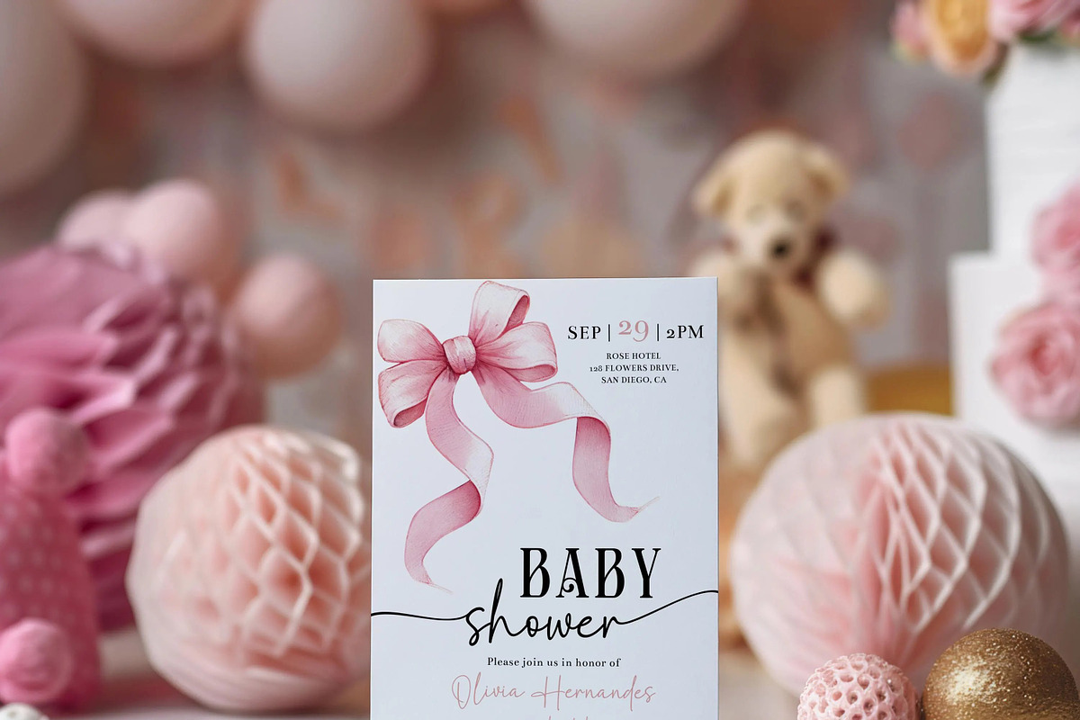 Pastel Pink Baby Shower Invite, an Invitation Template by LucaTheme (Photo 3 of 5)