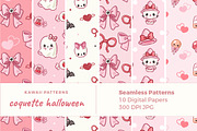 Girly Halloween Seamless Patterns, a Pattern Graphic by TheClipAtelier (Thumbnail 1 of 3)