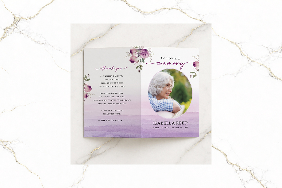 Funeral Bifold Program Canva FR009, a Brochure Template by TyphoonStudio (Photo 6 of 9)