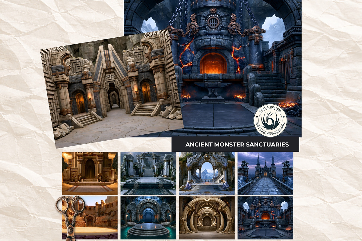 Crystal Beast Realms Backdrops, a Decorative Illustration by ThatsDesignArt (Photo 7 of 15)