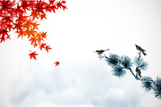 Japanese ink painting sumi-e. Birds., an Animal Illustration by Elina_Li (Thumbnail 12 of 25)
