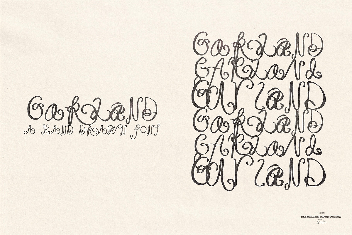 Garland Hand Drawn Ornamental Font, a Handwritten Font by Madeline ODonoghue Design (Photo 5 of 9)