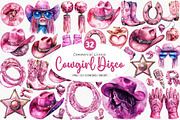 Pink Cowgirl Disco Clipart PNG, an Illustration by SinaCreation (Thumbnail 1 of 5)
