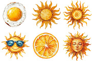 Watercolor Sun Designs for Summer, an Illustration by Pixels.Craft (Thumbnail 5 of 7)