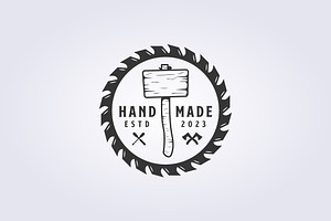 mallet and fast saw logo vintage, a Branding & Logo Template by Lodzrov