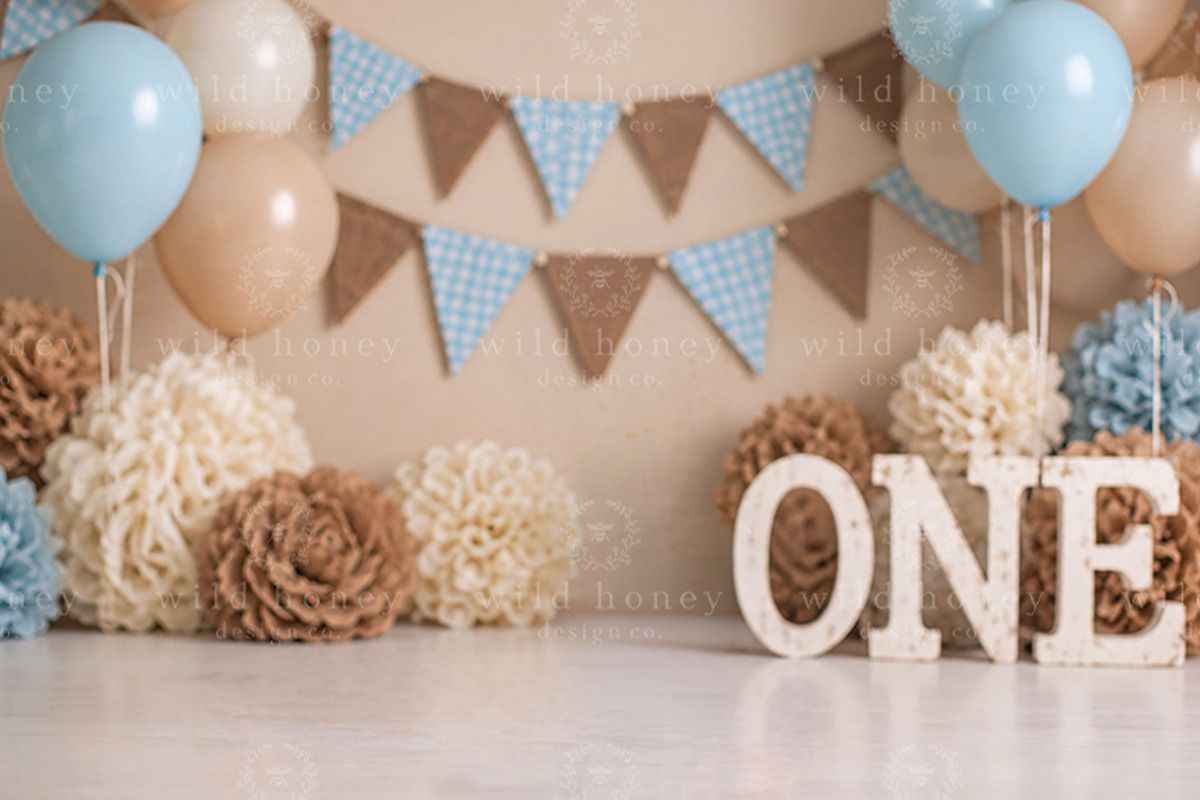 Brown Blue Birthday Backdrop (JPEG), a Layer Style Add-On by Wild Honey Design Co. (Photo 2 of 2)