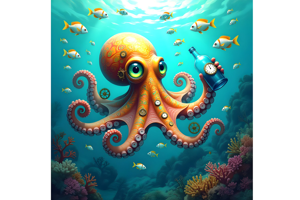 Time to Clean Up the Ocean, an Animal Illustration by Sharon Schwalbe (Photo 1 of 2)