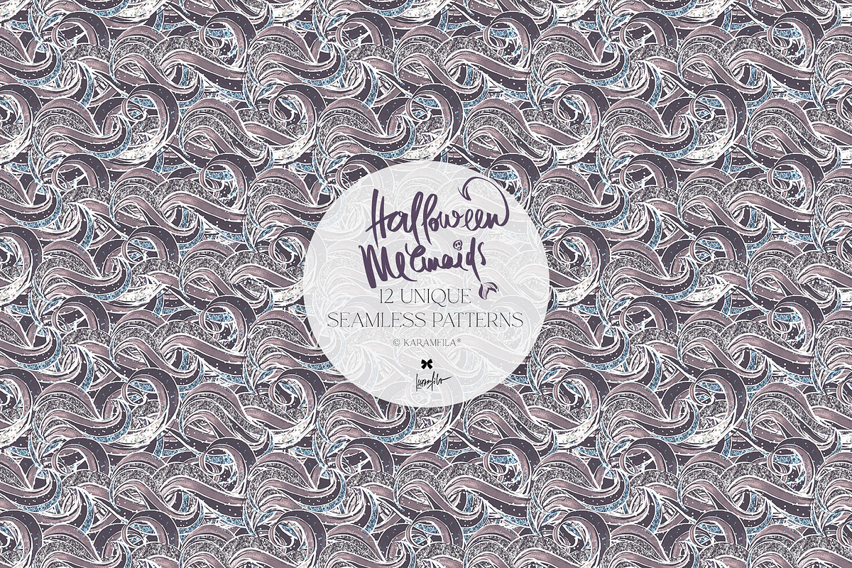 Halloween Mermaids Spooky Patterns, a Pattern Graphic by KaramfilaS (Photo 4 of 19)