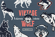 Vintage Wolf Illustrations, an Animal Illustration by ARQAM Studio (Thumbnail 1 of 9)