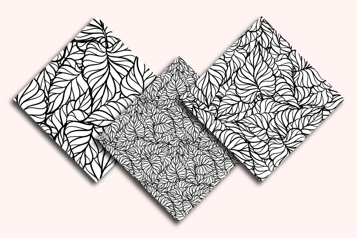 Black and white leaves patterns set, a Pattern Graphic by Graphic Magic (Photo 5 of 5)