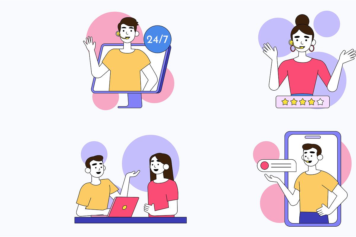 14 Customer Support illustrations, an Object Graphic by Premast (Photo 4 of 6)