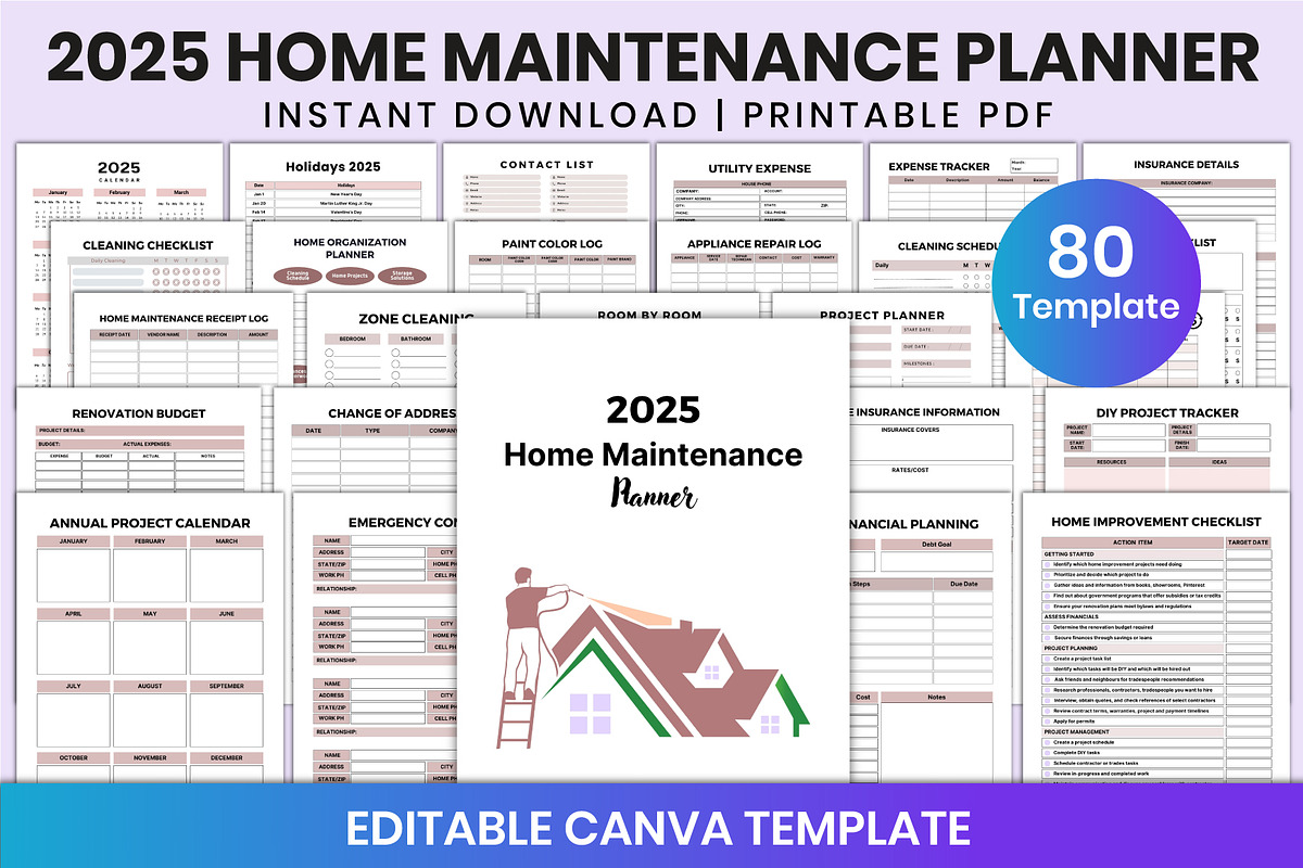 2025 Home Maintenance Planner, a Stationery Template by Shumaya (Photo 1 of 8)
