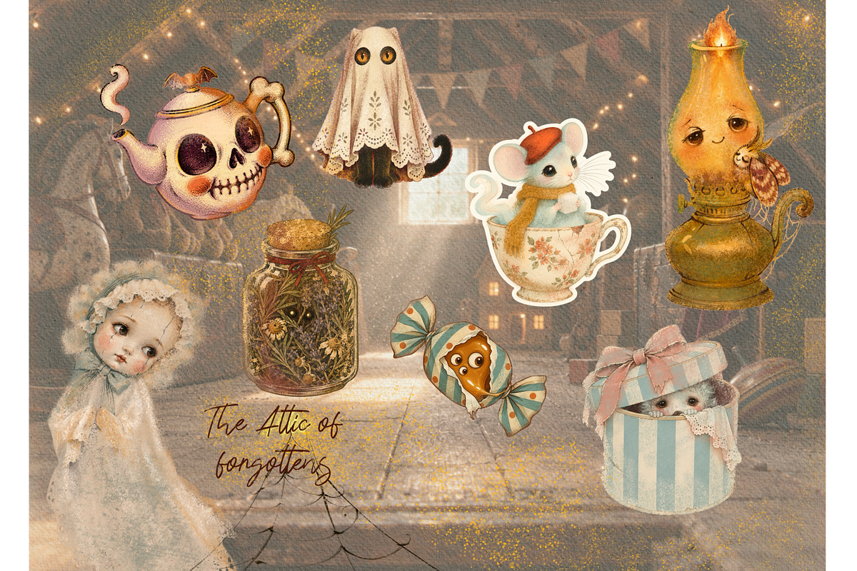 Autumn halloween stickers vintage, a Decorative Illustration by Edith’s World (Photo 4 of 7)