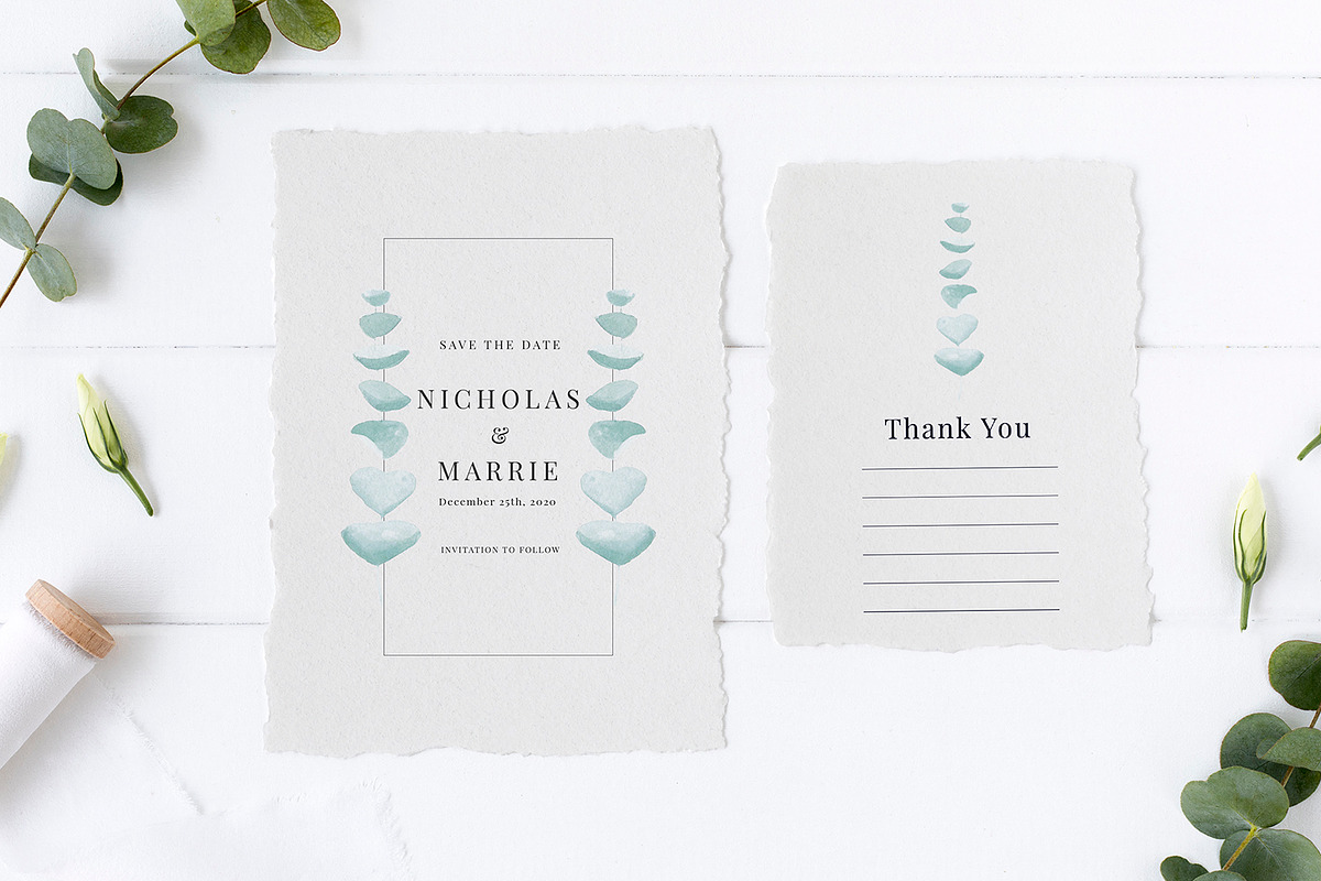 Eucalyptus Wedding Invitation Suite, an Invitation Template by Azka Creative (Photo 2 of 6)
