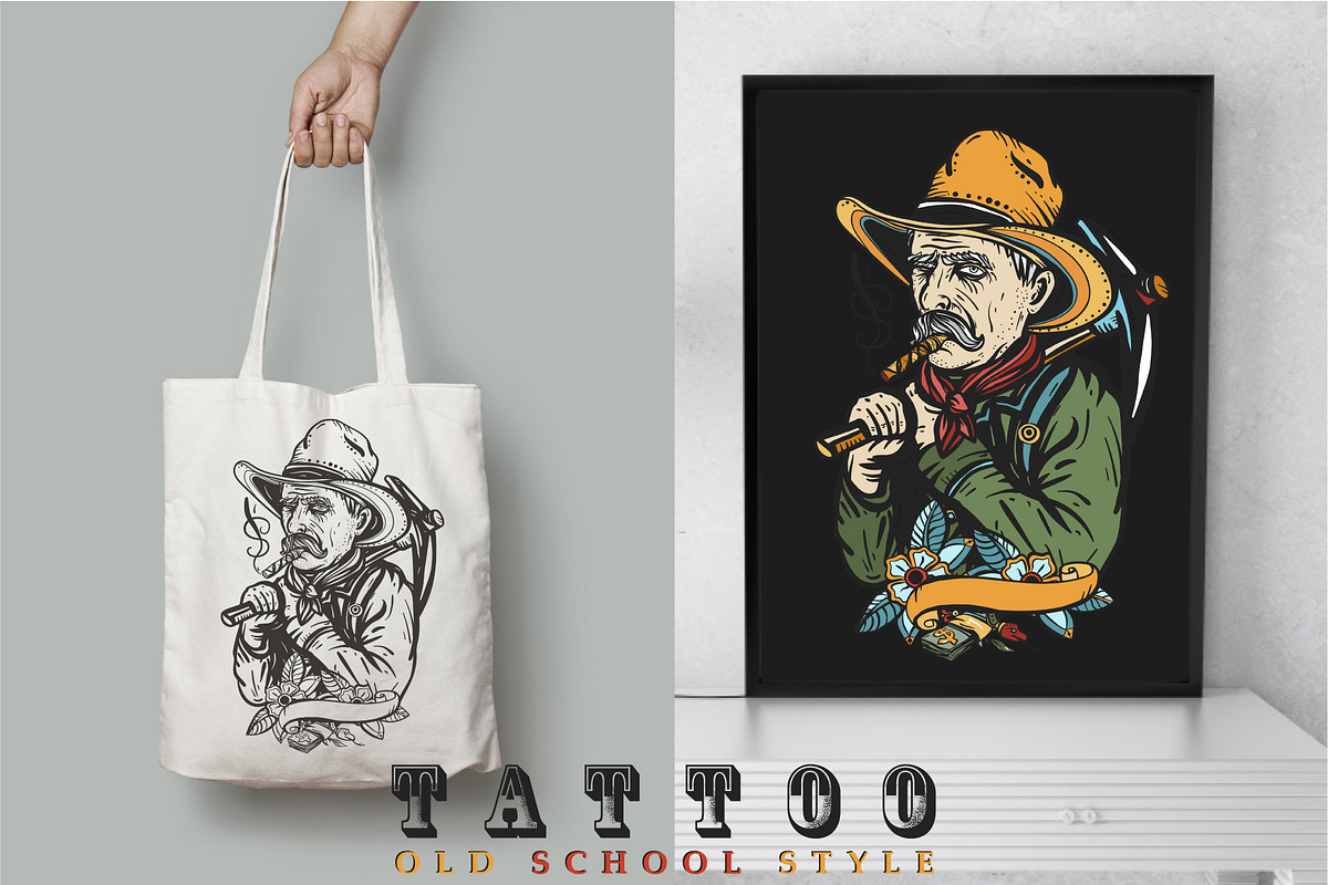 Wild West old school tattoo, a Graphic by intueri (Photo 6 of 7)