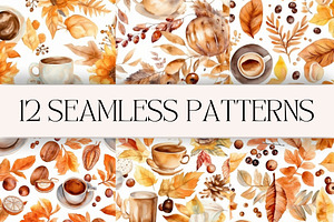 Autumn Coffee Seamless Patterns