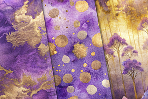 Purple And Gold Seamless Patterns