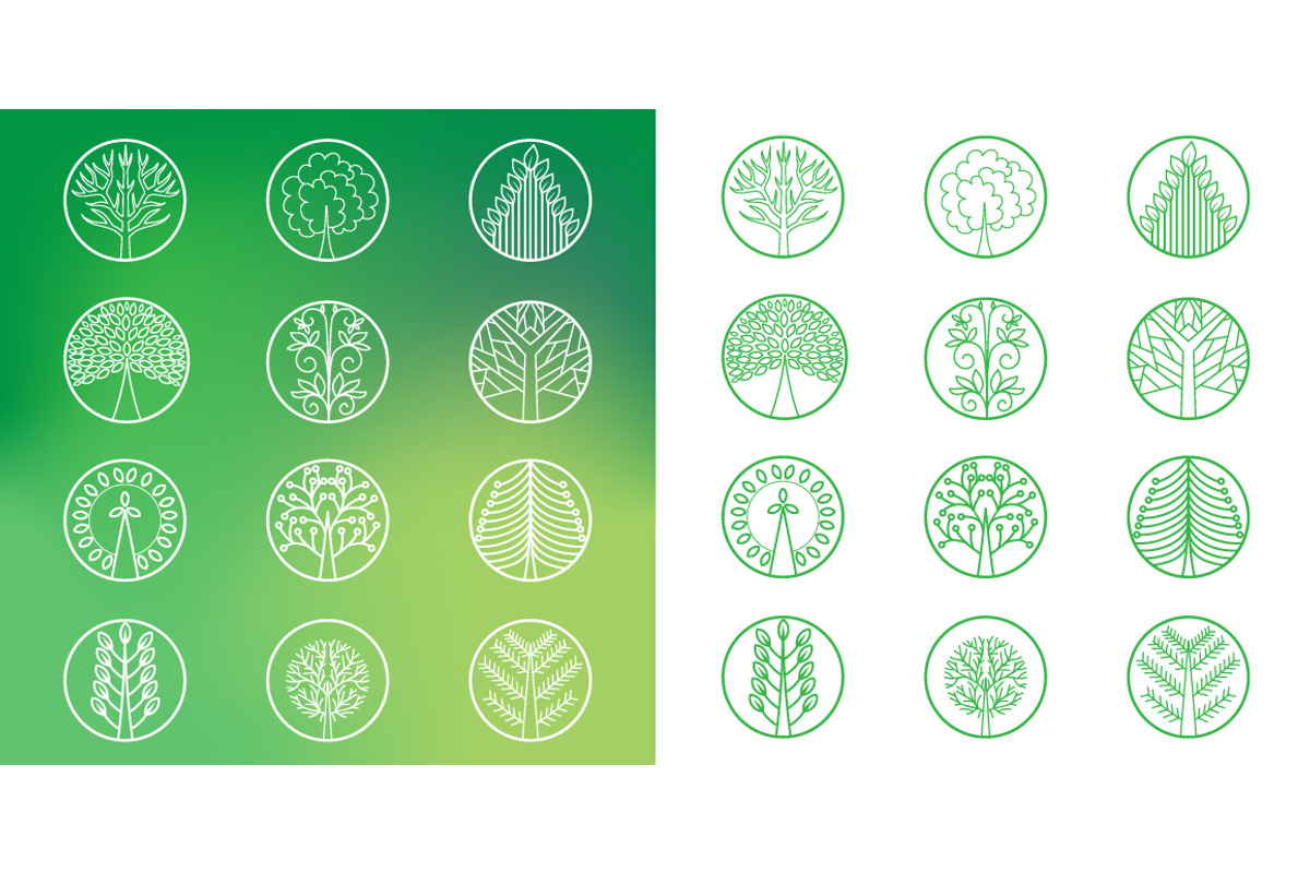 Set with trees: icons and patterns, a Background Graphic by lycka (Photo 2 of 5)