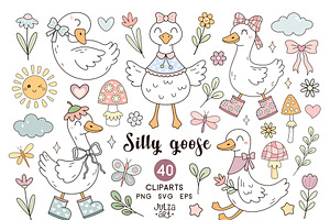 Silly Goose Clipart, an Animal Illustration by JulzaArt