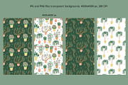 Cats and Plants Clipart and Patterns, an Animal Illustration by Anna Druzhkova (Thumbnail 10 of 23)