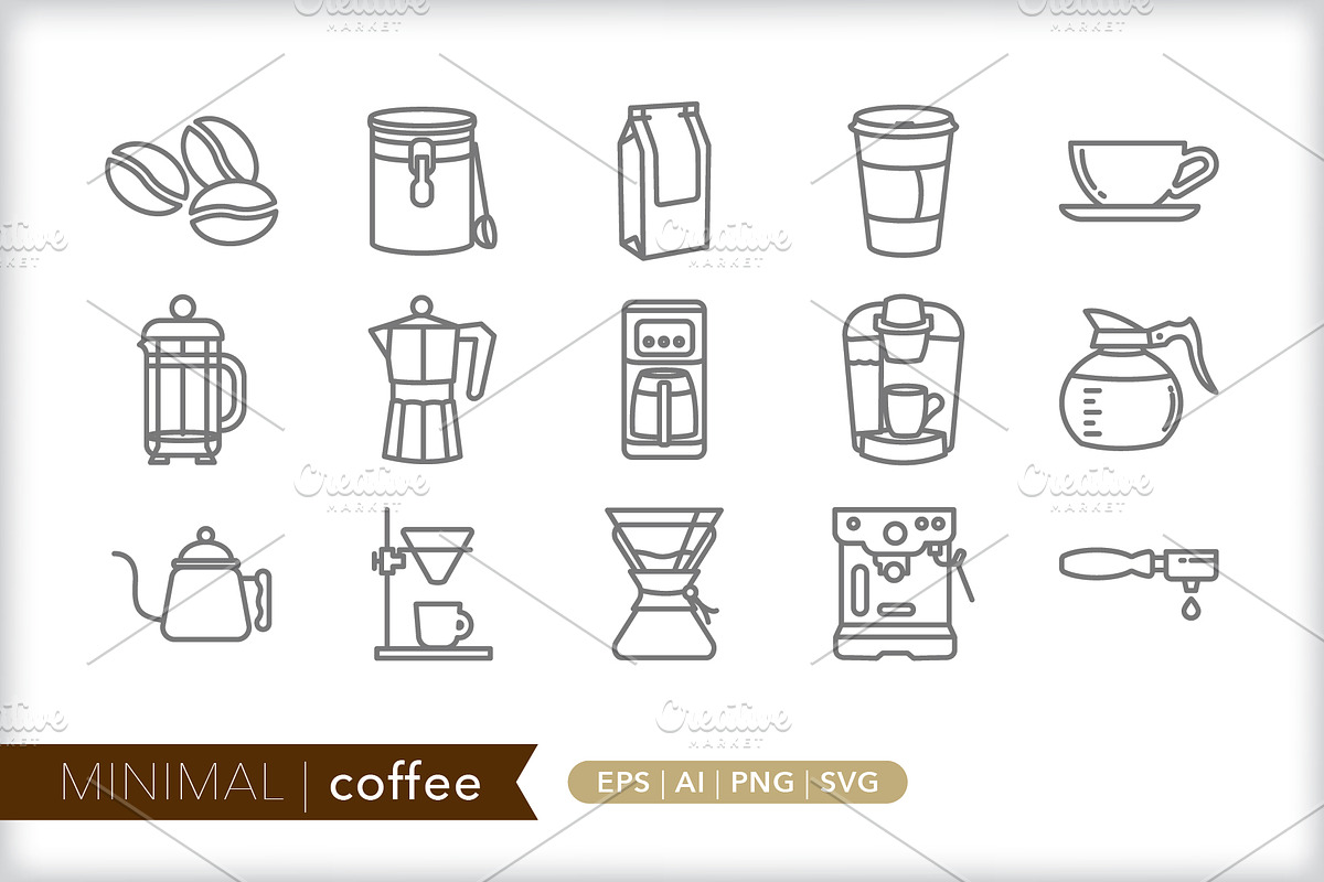 Minimal coffee icons, an Outline Icon by Picture Window (Photo 1 of 5)