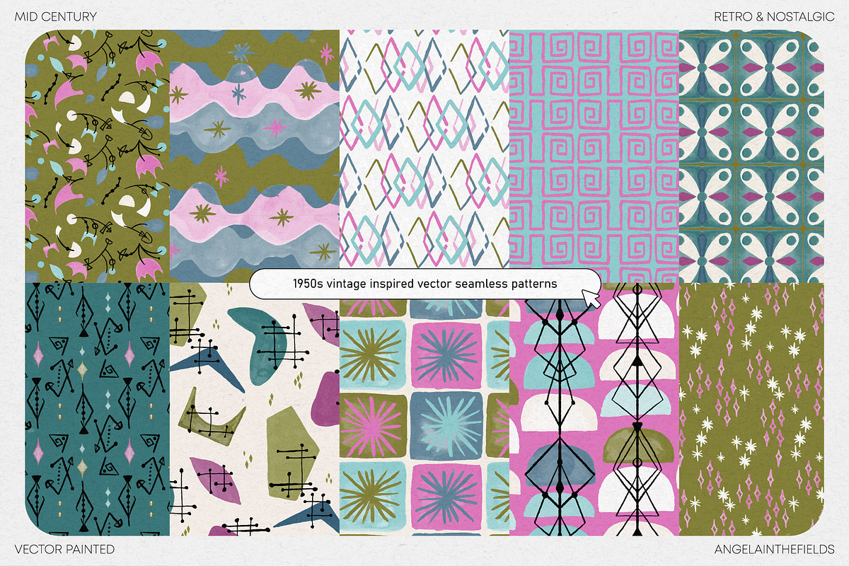 Mid Century Vector Patterns, a Pattern Graphic by angelainthefields (Photo 9 of 10)