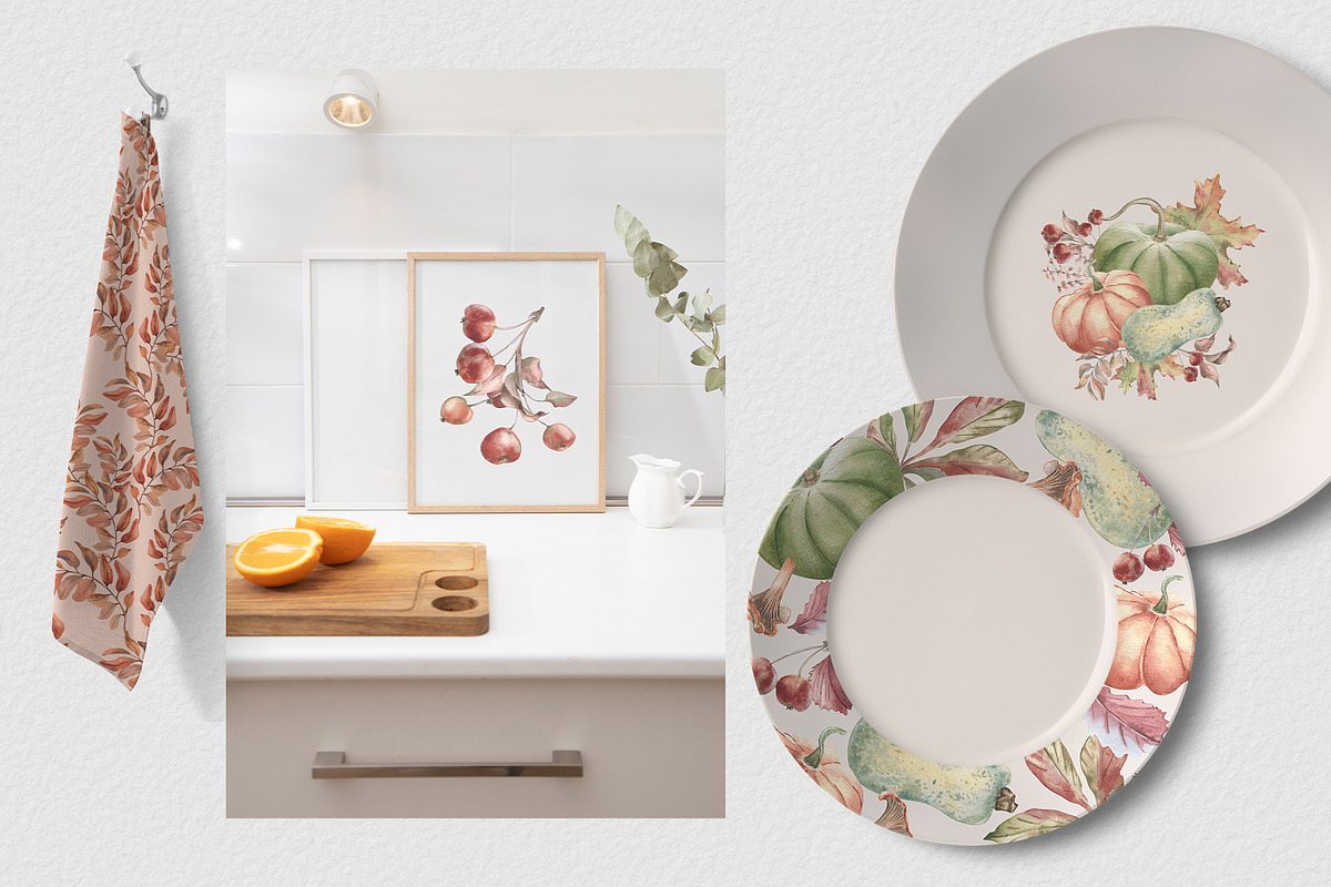Pumpkin clipart. Autumn watercolor, an Illustration by Kate Lanbina (Photo 4 of 16)