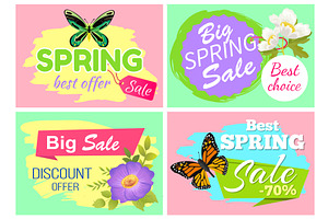 Spring Best Offer Banners Set Vector