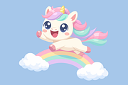 Baby Unicorn Riding Rainbow Kawaii, an Animal Illustration by Artpon Illustration (Thumbnail 2 of 3)