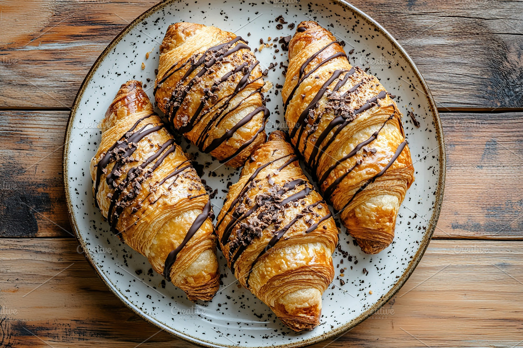French pastry croissants with chocolate, a Food & Drink Photo by AlyaAnd