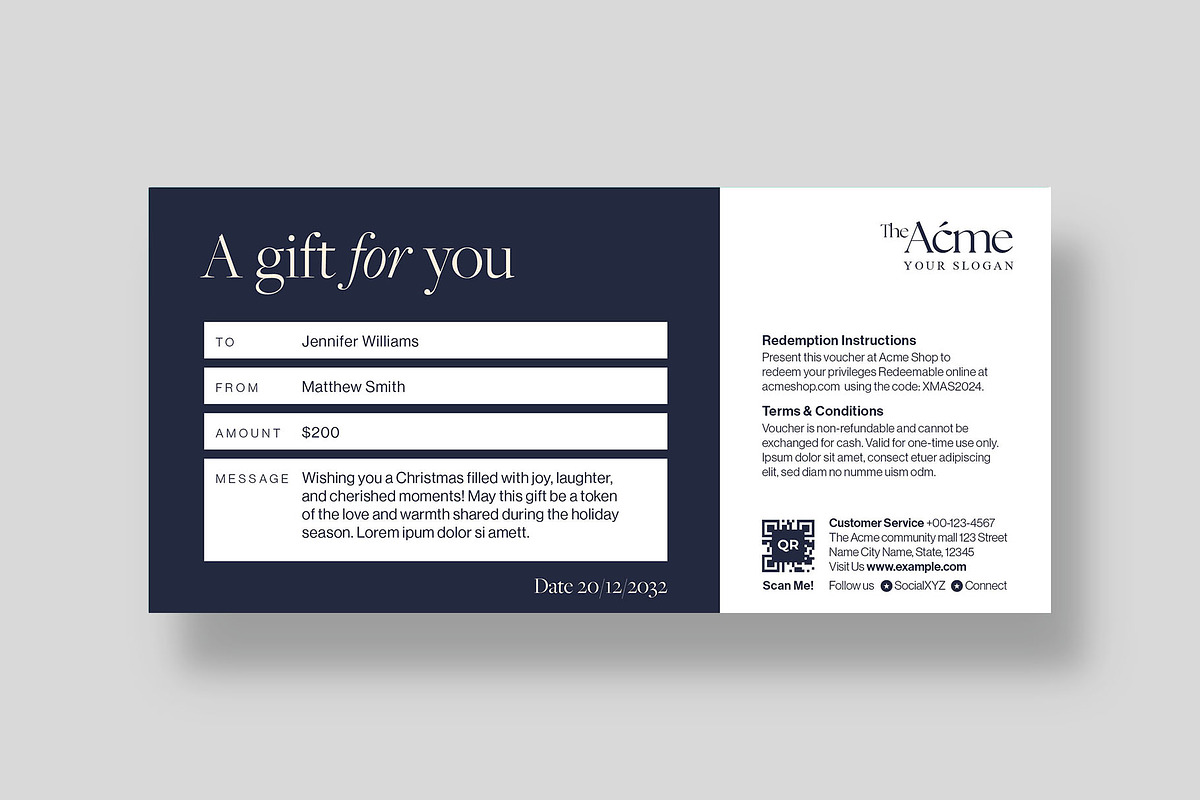 Christmas Gift Certificate Template, a Stationery Template by BrandPacks (Photo 2 of 5)