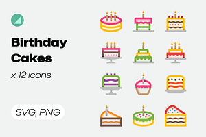 Basicons / Food / Birthday Cakes, a Duotone Icon by Danil Polshin
