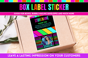 Neon Box Label Sticker Template, a Stationery Template by SunshineStudioBoutique