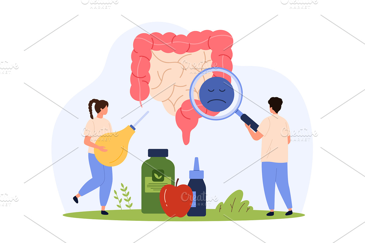 Digestion problems in intestines, an Object Illustration by Flashvector