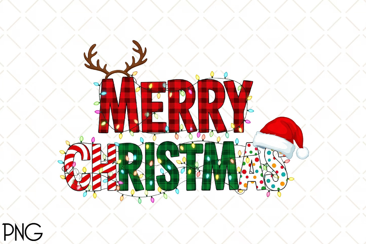 Merry Christmas PNG, Sublimation, an Illustration by Black Bird Studio (Photo 1 of 4)