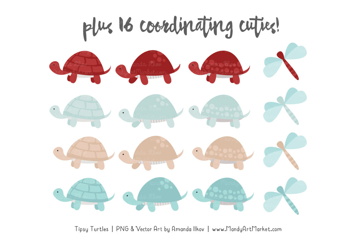 Red & Robin Egg Turtle Stack Clipart, an Illustration by Amanda Ilkov (Photo 4 of 4)