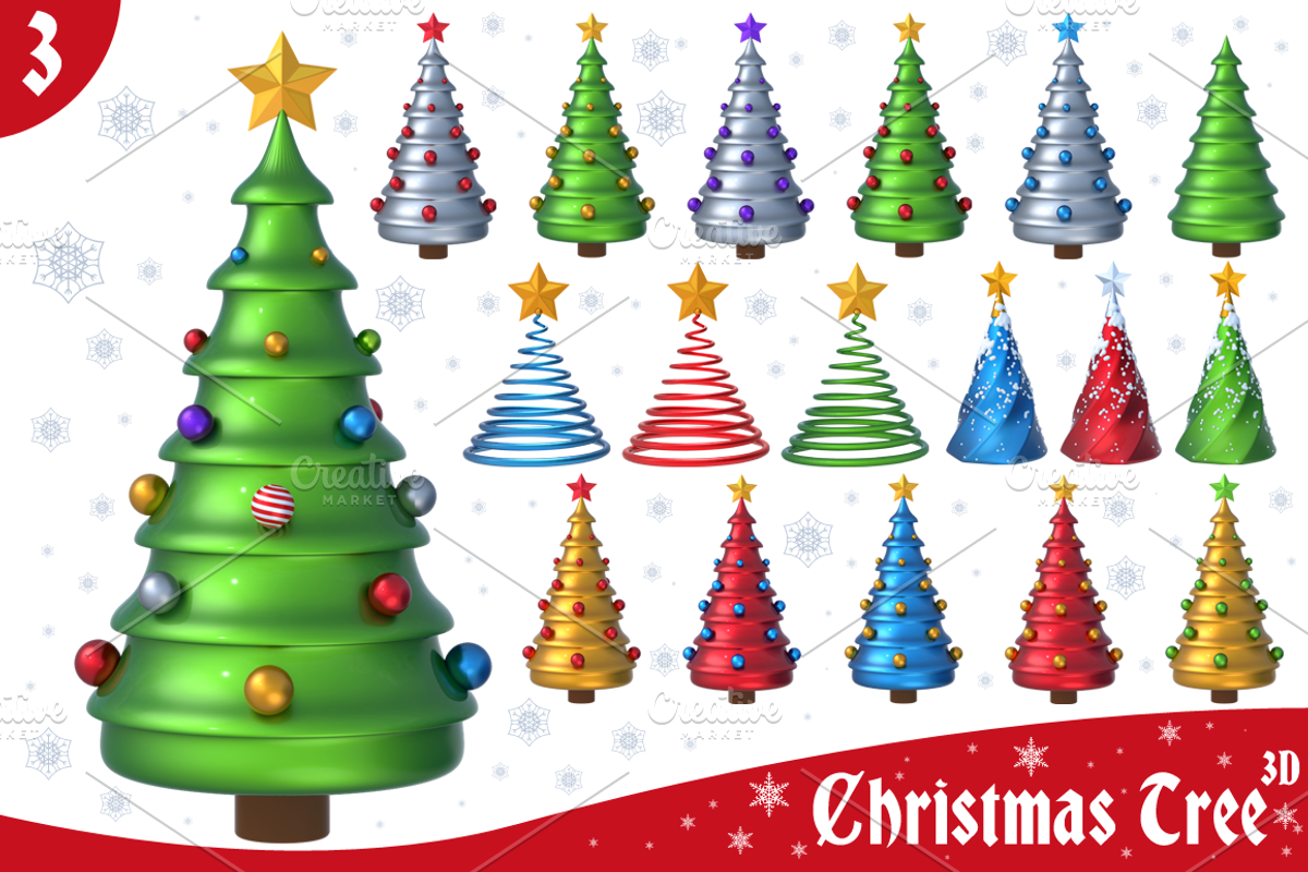 Christmas Tree 3D Set 3