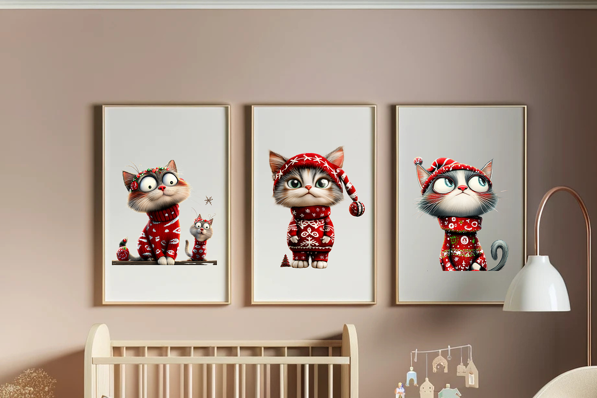 SUPER CUTE SANTA CATS CLIPART PACK, an Animal Illustration by Daring Digies (Photo 8 of 8)