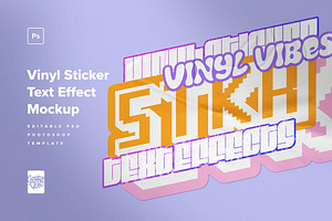 Realistic Vinyl Sticker Text Effects, a Mockup by Creative Veila