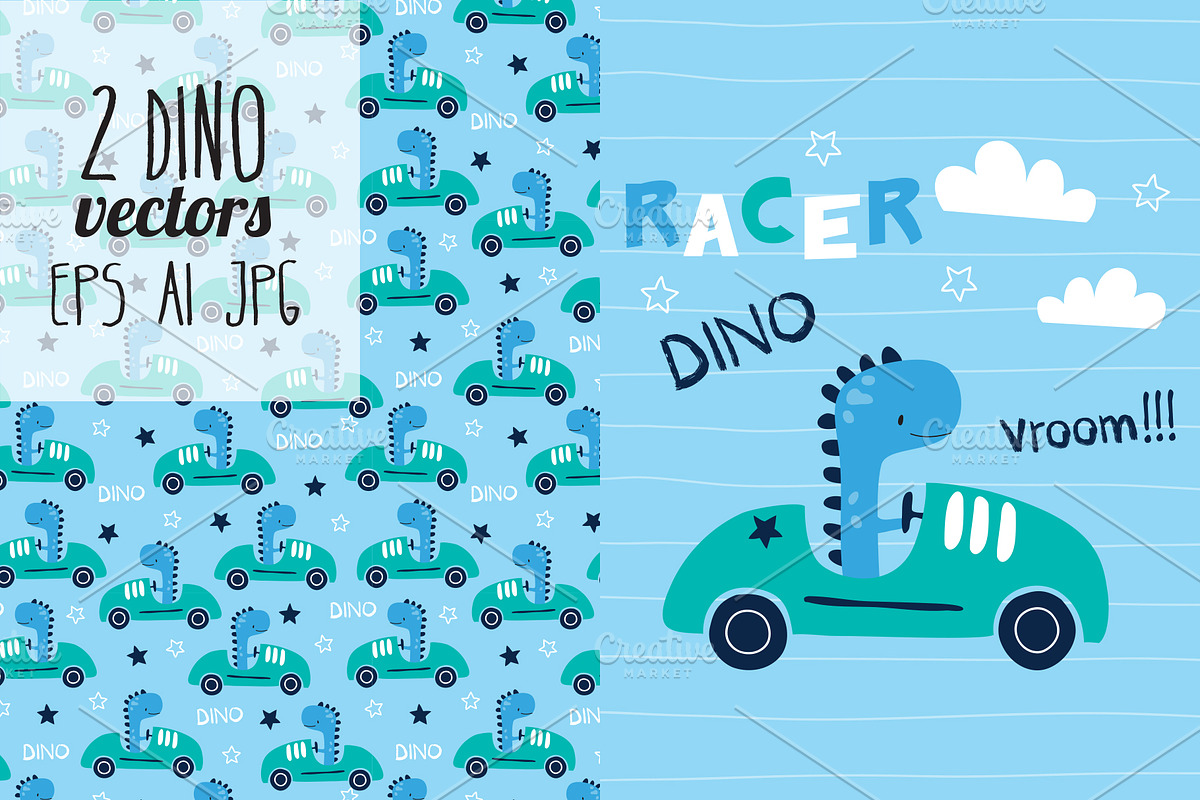 2 dinosaur vectors, an Animal Illustration by Larienn graphic design