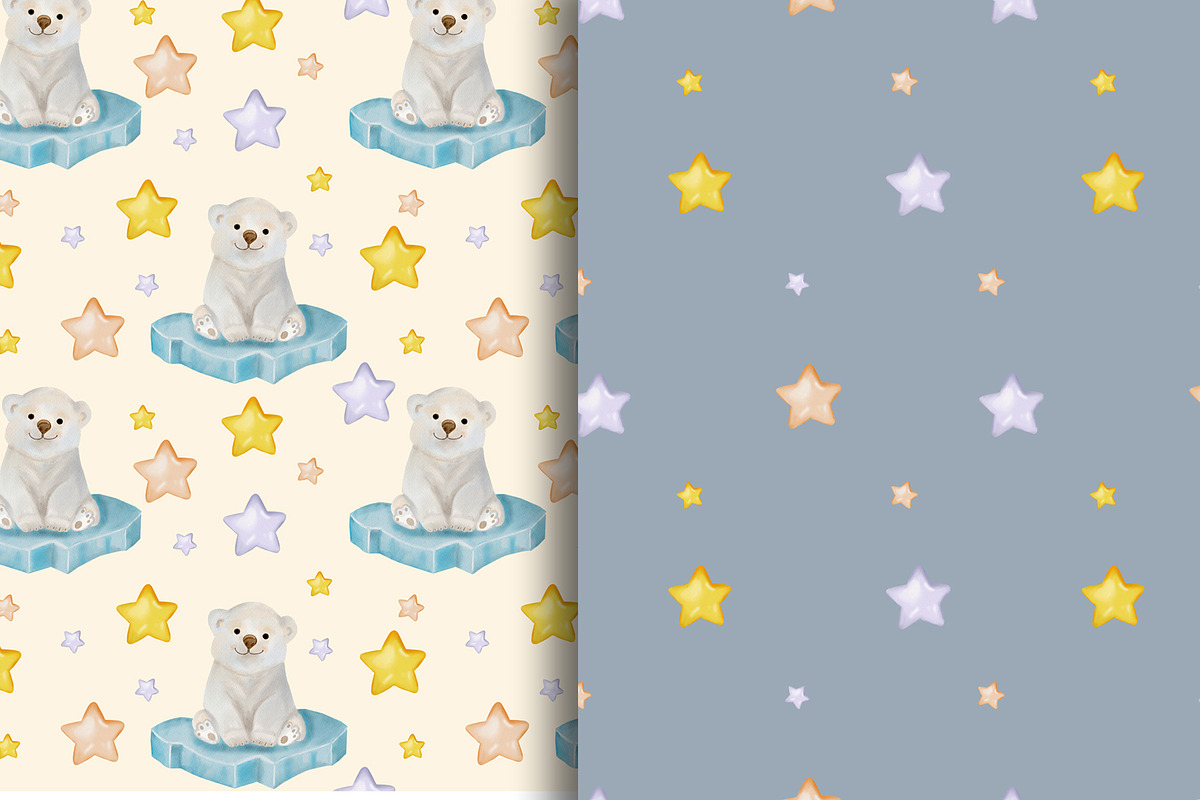 Polar Bear Digital Paper, Watercolor, a Pattern Graphic by TetianaArt (Photo 3 of 7)