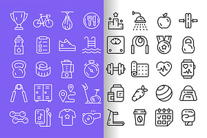 Fitness Icons set, an Outline Icon by Volyk