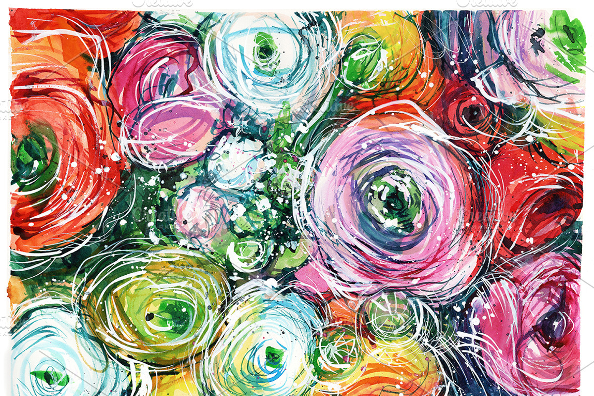 bundle: 12 flowers in a square, a Texture Illustration by coconut_forest (Photo 9 of 13)