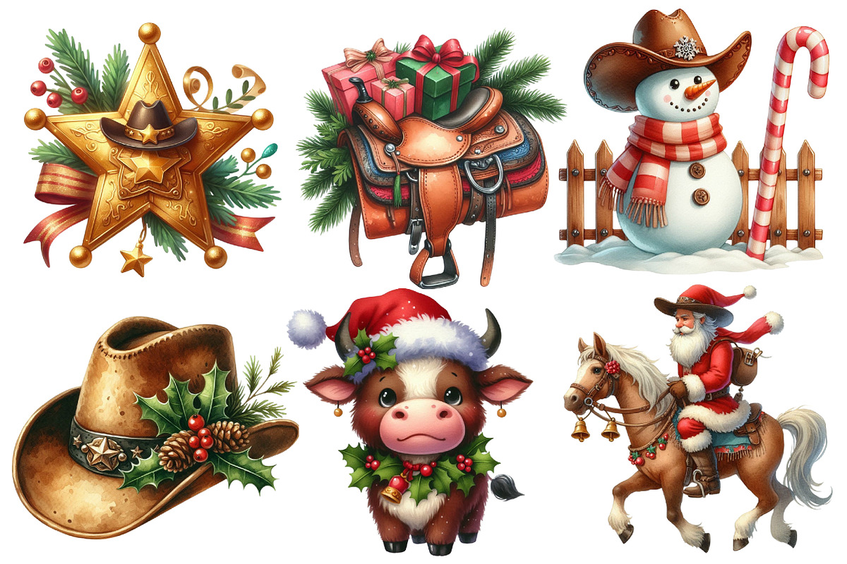 Christmas western clipart, an Illustration by Designworld (Photo 2 of 6)